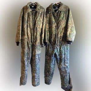 2 Pair of Camo Overalls, Size 2X, 65% Polyester, 35% Cotton, Lining 100% Nylon.